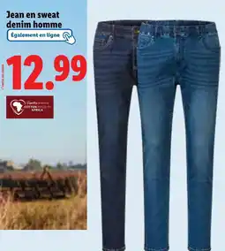 Lidl Livergy Jean en sweat denim homme offre