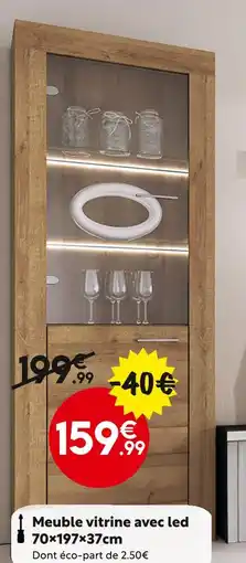 Maxi Bazar Meuble vitrine avec led 70x197x37cm offre