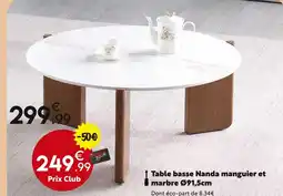 Maxi Bazar Table basse Nanda manguier et marbre Ø91,5cm offre