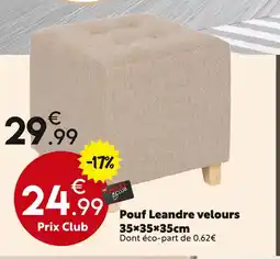 Maxi Bazar Pouf Leandre velours offre