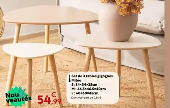 Maxi Bazar Set de 3 tables gigognes Miléo offre