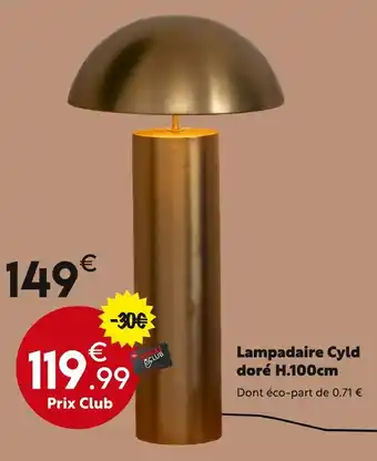 Maxi Bazar Lampadaire Cyld doré H.100cm offre