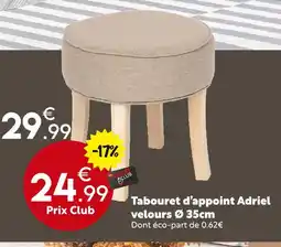 Maxi Bazar Tabouret d’appoint Adriel velours Ø 35cm offre