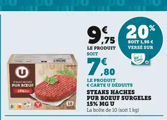 U Express U Steaks hachés pur boeuf surgelés 15% mg offre