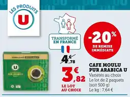 U Express U Cafe Moulu Pur Arabica offre