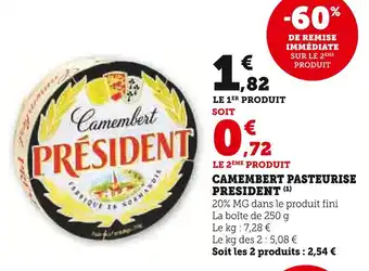 U Express PRESIDENT Camembert Pasteurise offre