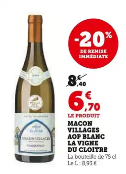 U Express Macon villages aop blanc la vigne du cloitre offre