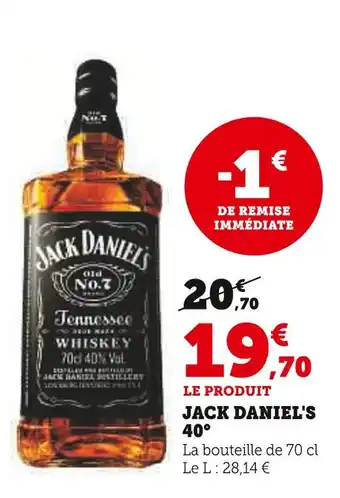 U Express Jack Daniel's Jack Daniel's 40° offre