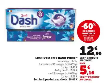 U Express DASH Lessive 2 en 1 Pods offre