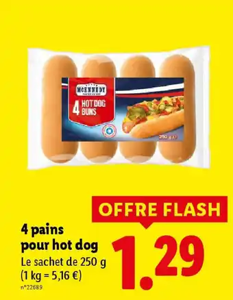 Lidl 4 pains pour hot dog offre