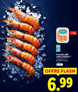 Lidl Crevettes ASC cuites entières offre