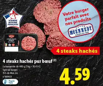 Lidl 4 steaks hachés pur bœuf offre