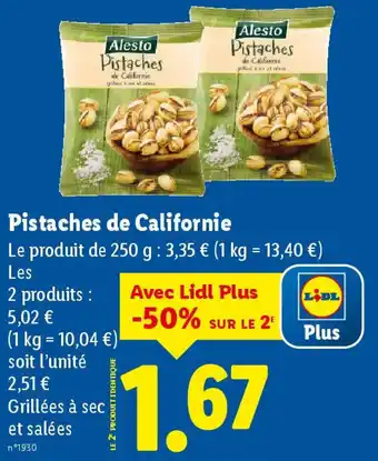 Lidl ALESTO Pistaches de Californie offre