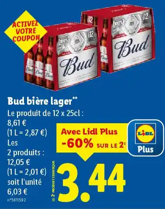 Lidl BUD bière lager offre