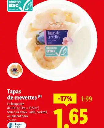 Lidl Tapas de crevettes offre