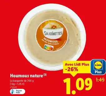 Lidl SALADINETTES Houmous nature ( offre