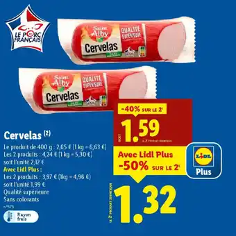 Lidl SAINT ALBY Cervelas offre