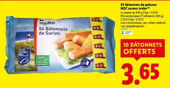 Lidl 54 bâtonnets de poisson MSC saveur crabe offre