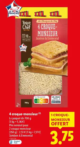 Lidl 4 croque-monsieur offre