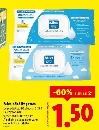 Lidl MIXA BEBE lingettes offre