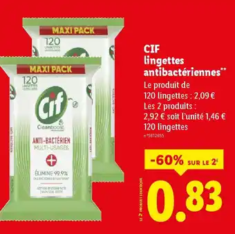 Lidl CIF lingettes antibactériennes offre