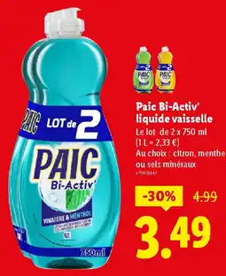 Lidl PAIC BI-ACTIV liquide vaisselle offre