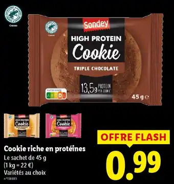 Lidl SONDEY Cookie riche en protéines offre