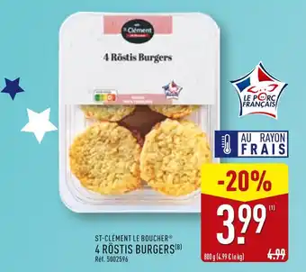 ALDI St-Clément Le Boucher 4 Röstis Burgers offre