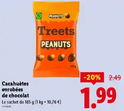 Lidl PEANUTS Cacahuètes enrobées de chocolat offre