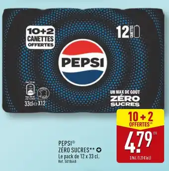 ALDI PEPSI Pepsi zéro sucres offre