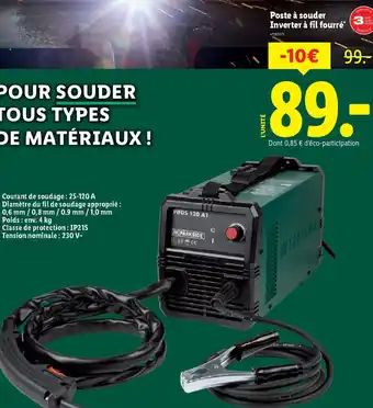 Lidl PARKSIDE Poste à souder Inverter à fil fourré offre