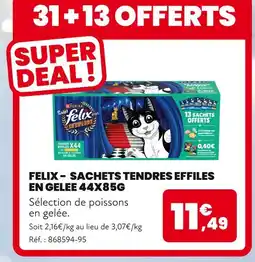 Animalis Felix Sachets Tendres Effilés en Gelée 44x85g offre