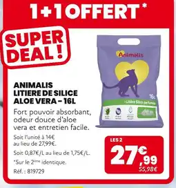 Animalis ANIMALIS Litière de Silice Aloe Vera - 16L offre