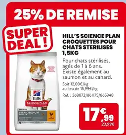 Animalis HILL'S Croquettes pour chats stérilisés 1,5kg offre