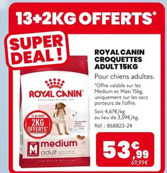 Animalis ROYAL CANIN Croquettes Adult 15kg offre