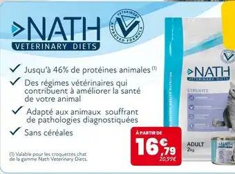 Animalis NATH VETERINARY DIETS Croquettes chat de la gamme Nath Veterinary Diets offre