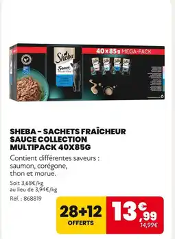 Animalis Sheba Sachets Fraîcheur Sauce Collection Multipack 40x85g offre