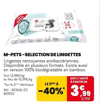 Animalis M-pets Selection de lingettes offre