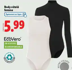 Lidl Body côtelé femme offre