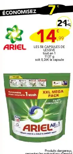 Stokomani ARIEL Les 58 capsules de lessive tout en 1 offre