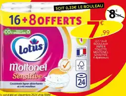 Stokomani LOTUS Les 16+8 rouleaux papier toilette moltonel sensitive offre