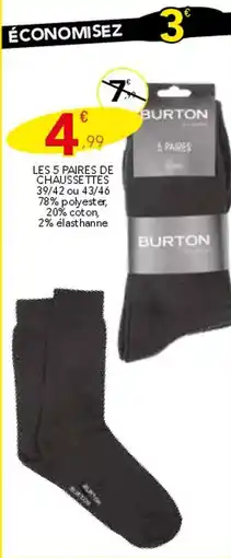 Stokomani BURTON Les 5 paires de chaussettes offre