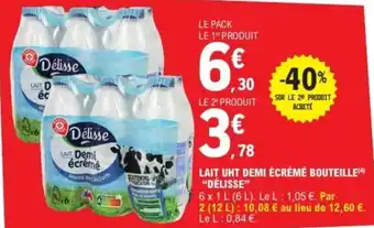 E.Leclerc Express "DÉLISSE" Lait uht demi écrémé bouteille offre