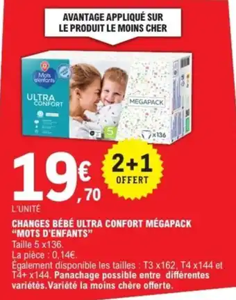 E.Leclerc Express "MOTS D'ENFANTS" Changes bébé ultra confort mégapack offre