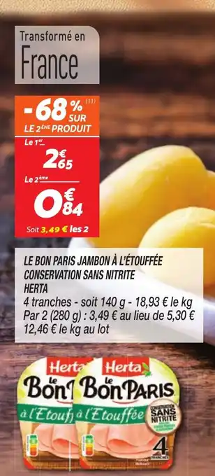 Netto Le bon paris jambon a l etouffee conservation sans nitrite herta offre