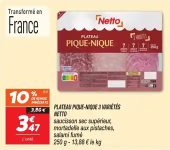 Netto Plateau pique-nique 3 varietes netto offre