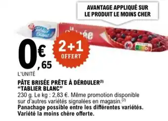 E.Leclerc "TABLIER BLANC" Pâte brisée prête à dérouler offre