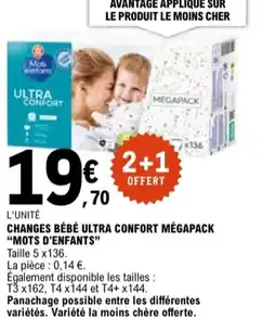 E.Leclerc "MOTS D'ENFANTS" Changes bébé ultra confort mégapack offre