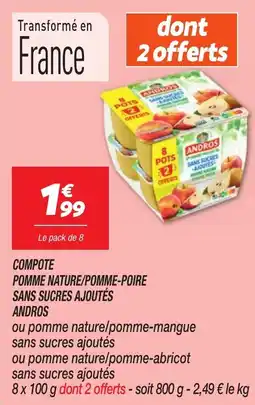 Netto Compote pomme nature pomme poire sans sucres ajoutes andros offre