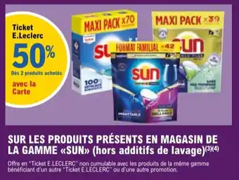 E.Leclerc SUN Sur les produits présents en magasin de la gamme offre